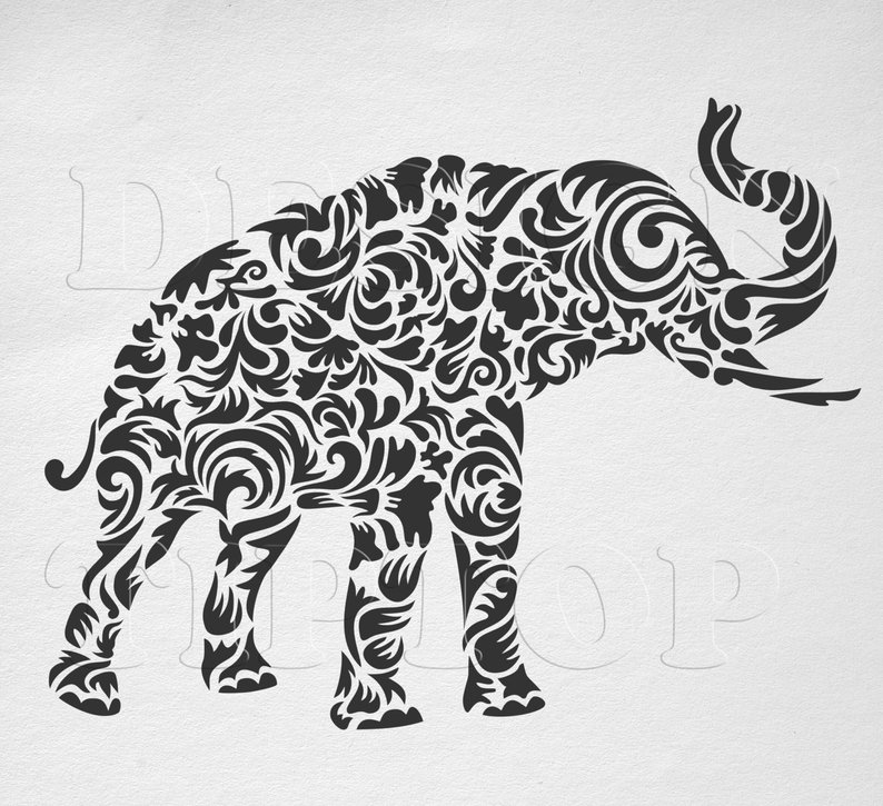 794x725 Flower Elephant Trunk Up Elephant Flower Cut And Print Etsy - Elephant Drawing Trunk Up