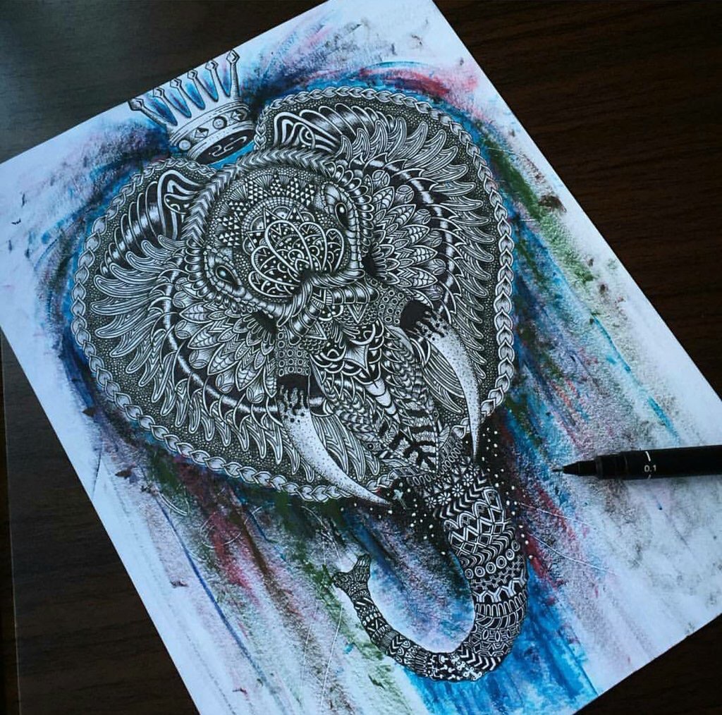 1024x1014 Elephant, Drawing, Colorful, Tumblr, Draw - Elephant Drawing Tumblr