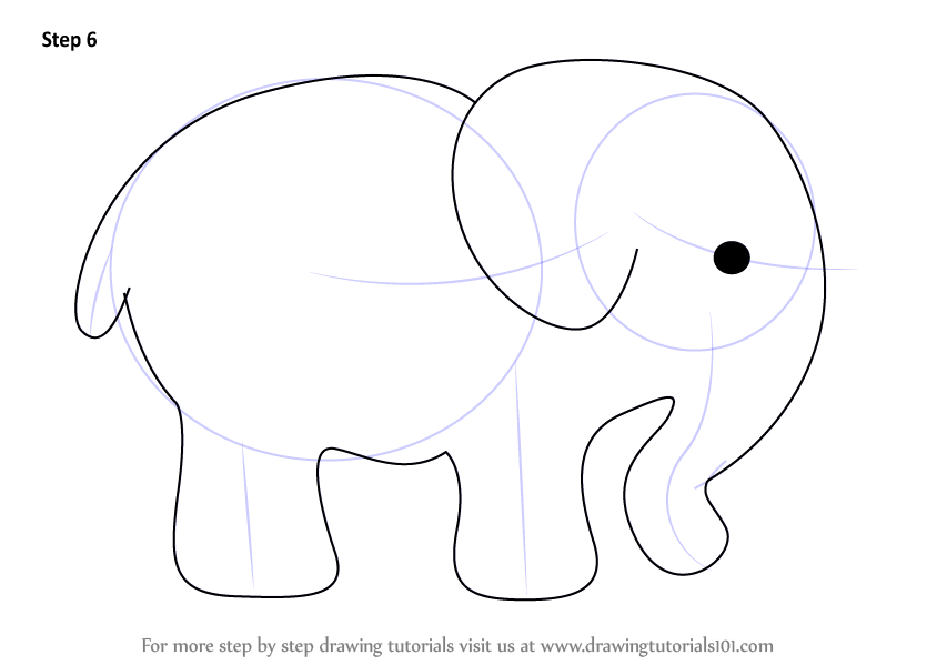 844x599 Learn How To Draw An Elephant For Kids - Elephant Drawing Tutorial