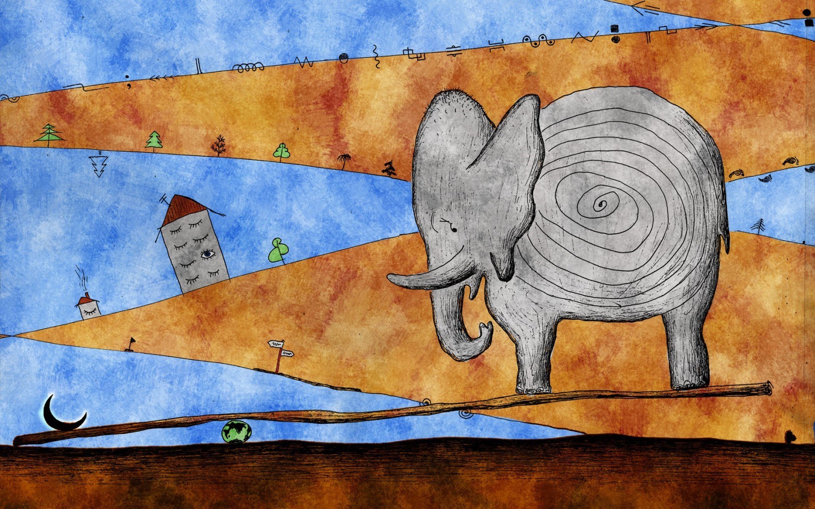 1680x1050 Elephant Wallpaper And Background Image - Elephant Drawing Wallpaper