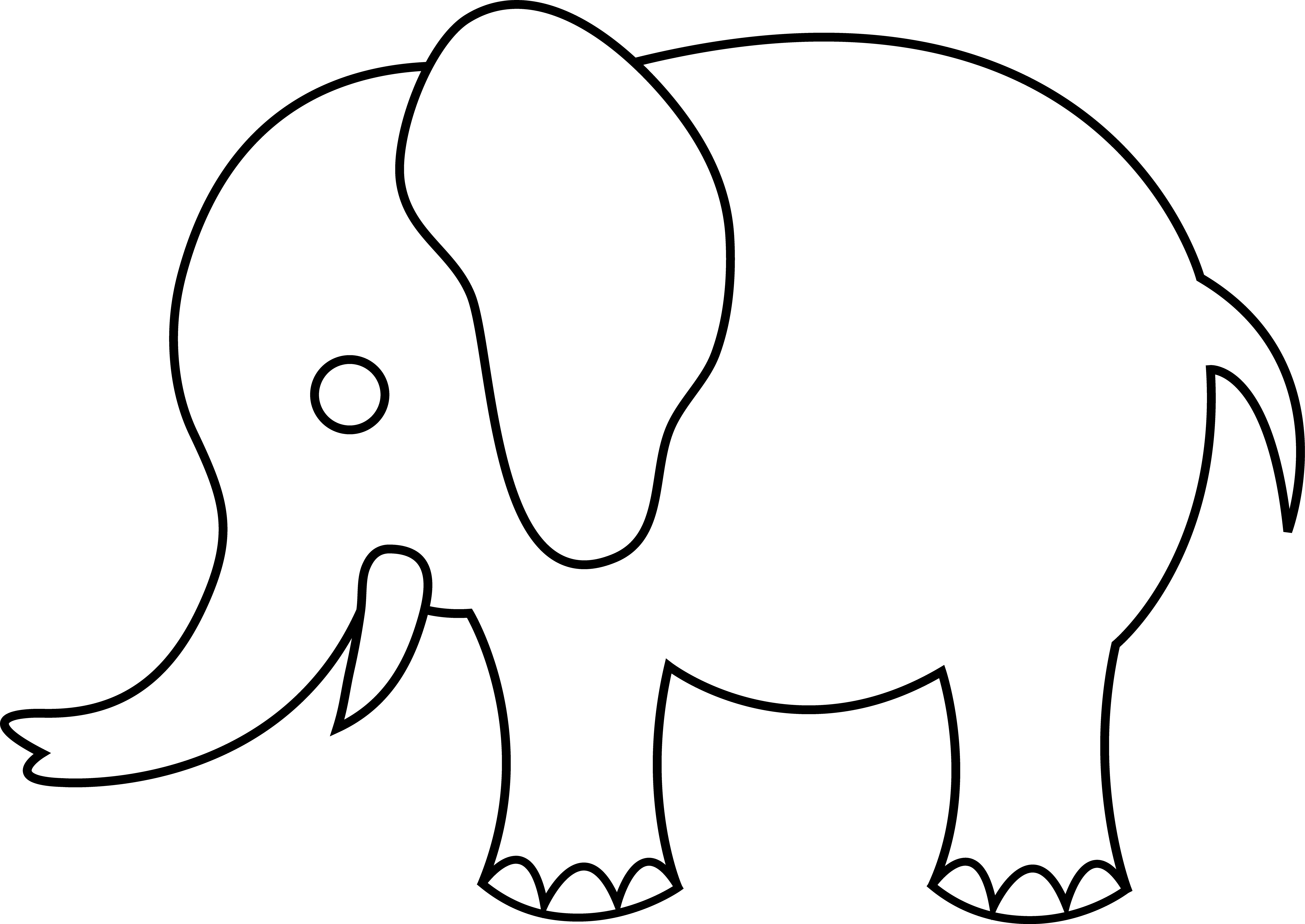 6135x4346 Elephant Clipart Outline Trunk Up Collection - Elephant Drawing With Trunk Up
