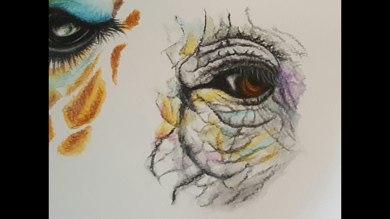 1280x720 Drawing An Elephant Eye With Watercolor Pencils How To Draw - Elephant Eye Drawing