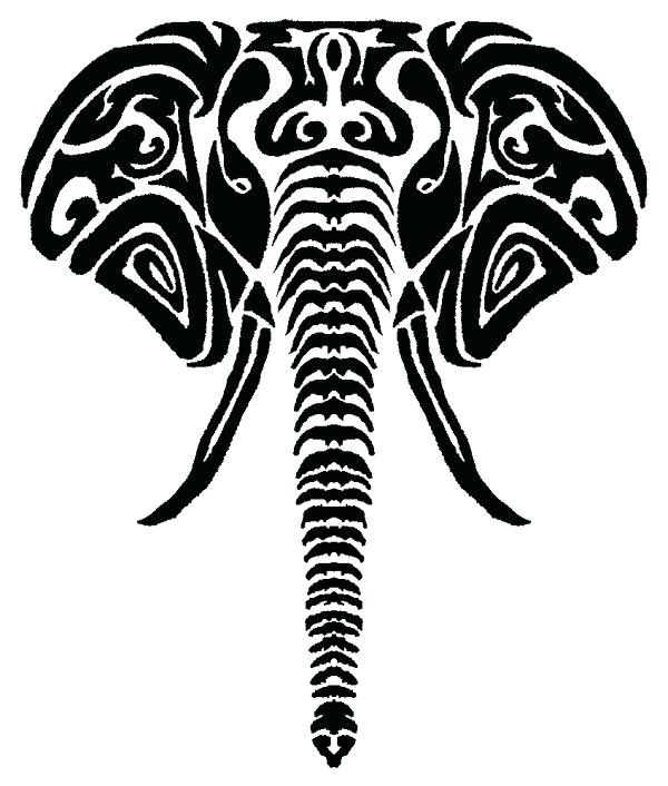 600x706 Elephant Outline Trunk Up Baby Clipart Pixels Card Project - Elephant Face Drawing