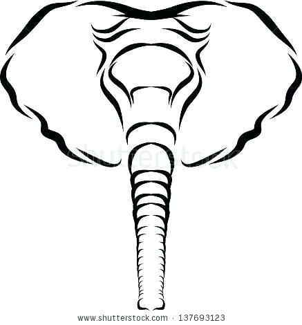 437x470 outline elephant cute elephant face outline best elephant project - Elephant Face Drawing
