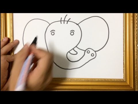480x360 Simple Lesson How To Draw Animal Elephant Face Using Marker Pen - Elephant Face Drawing