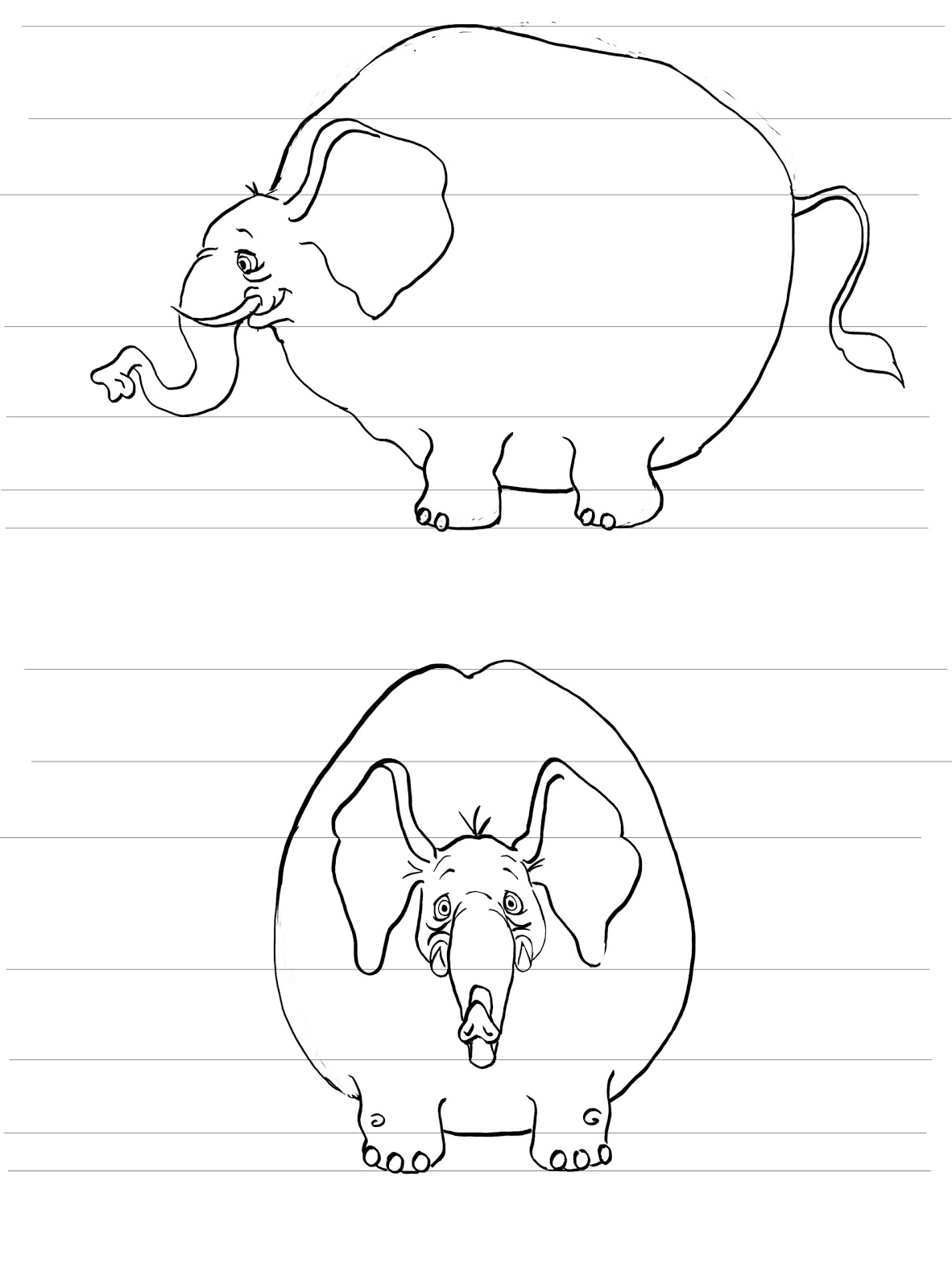 1182x1600 One Bite - Elephant Front View Drawing