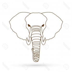 300x300 Photostock Vector Elephant Head Front View Outline Graphic Vector - Elephant Front View Drawing