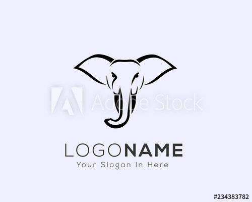 500x400 Front View Head Elephant Drawing Art Logo Design Inspiration - Elephant Front View Drawing