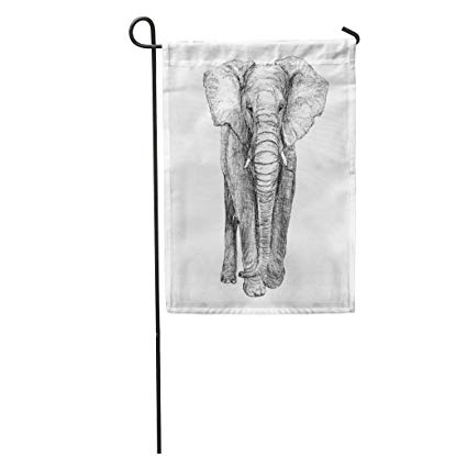 425x425 Semtomn Garden Flag Gray Elephant Front View - Elephant Front View Drawing