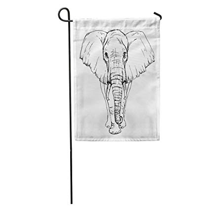 425x425 Semtomn Garden Flag Outline Sketch - Elephant Front View Drawing