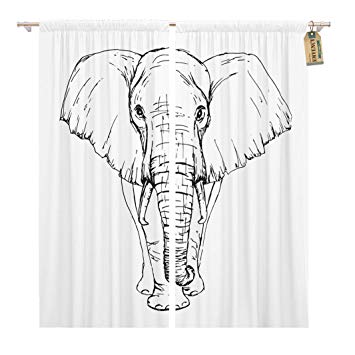 355x355 Golee Window Curtain Outline Sketch - Elephant Front View Drawing