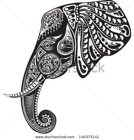 450x470 Tribal Elephant Coloring Pages Tribal Elephant Backgrounds - Elephant Head Drawing Tumblr