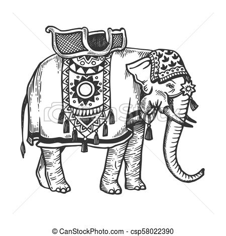 450x470 indian elephant engraving vector illustration indian elephant - Elephant Indian Drawing