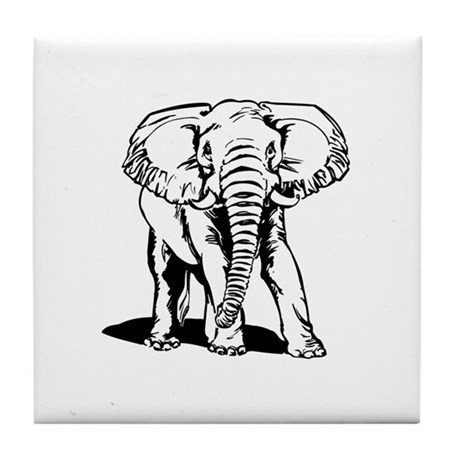 460x460 Elephant Drawing Coasters - Elephant Line Drawing
