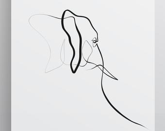 340x270 Elephant Drawing Etsy - Elephant Line Drawing