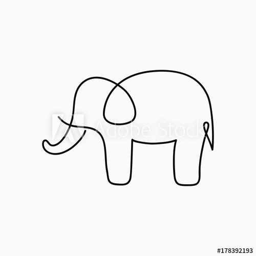500x500 Elephant One Line Drawing Continuous Line Animal Hand Drawn - Elephant Line Drawing