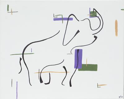 400x320 Asian Elephant - Elephant Line Drawing