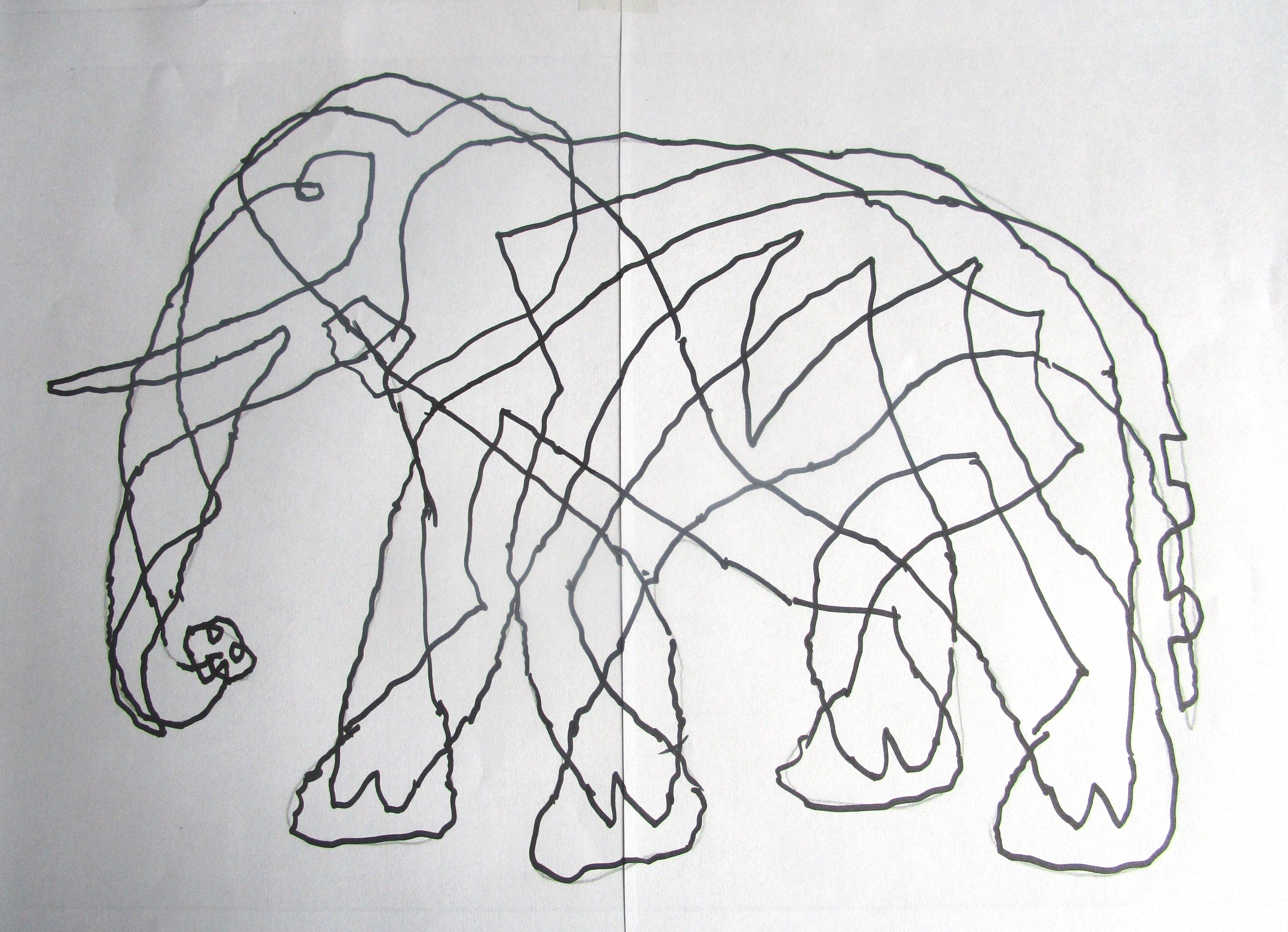 5136x3716 Mick Burton Continuous Line Drawing - Elephant Line Drawing