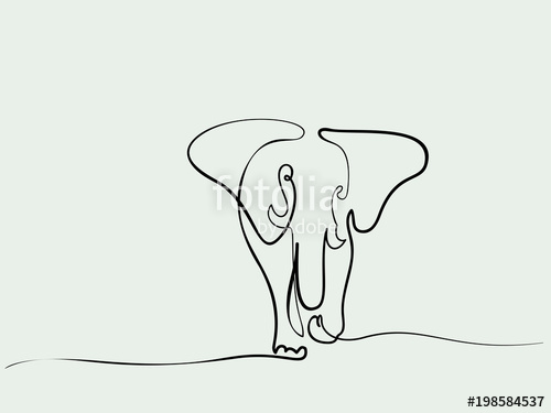 500x375 Continuous Different Wide Line Drawing Elephant Walking Symbol - Elephant Line Drawing