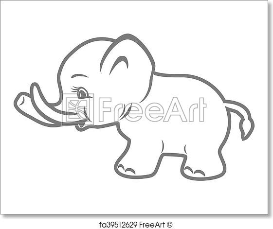 561x471 Photo To Outline Drawing Free Free Art Print Of Baby Elephant - Elephant Outline Drawing