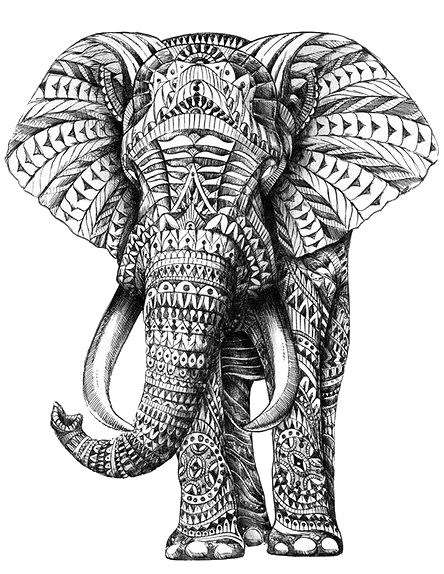 444x574 Found On Trans Par En Via Tumblr Double Wow - Elephant Pattern Drawing