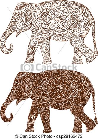 331x470 Indian Elephant Patterns Silhouette Of A Elephant In The Indian - Elephant Pattern Drawing