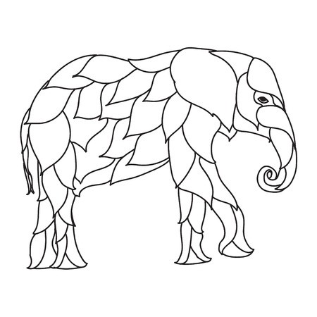 450x450 Elephant Anti Stress Coloring Book For Adults Black And White - Elephant Pattern Drawing
