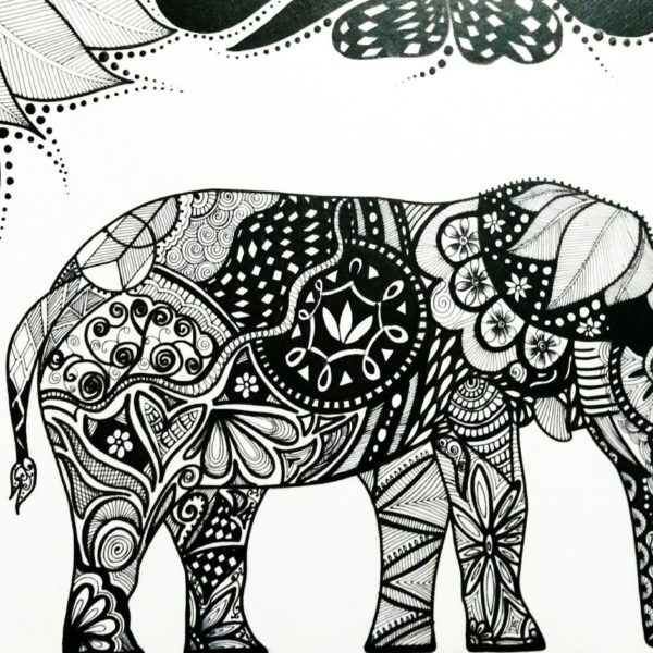 600x600 Elephant - Elephant Pen Drawing