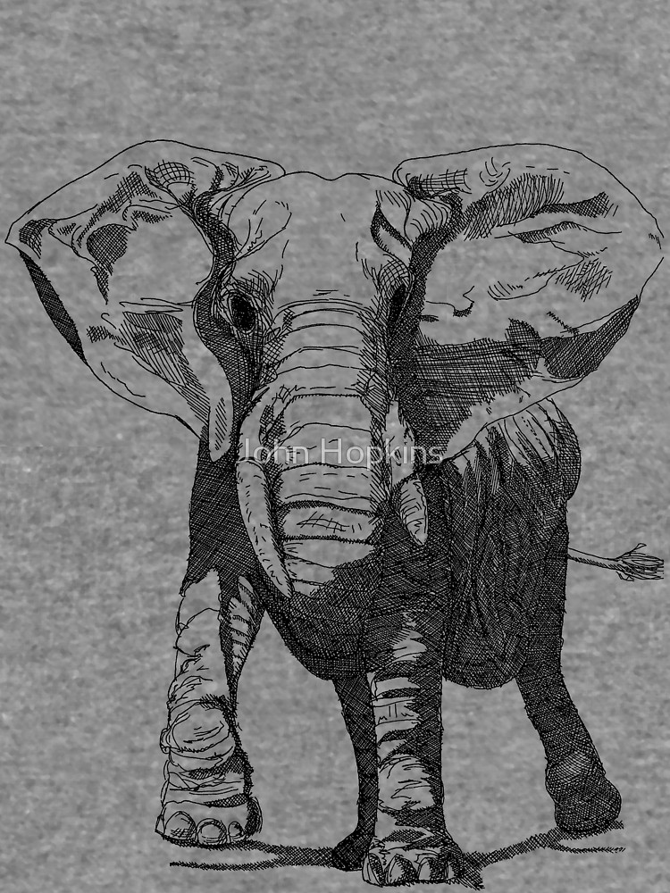 750x1000 elephant pen and ink drawing lightweight hoodie - Elephant Pen Drawing