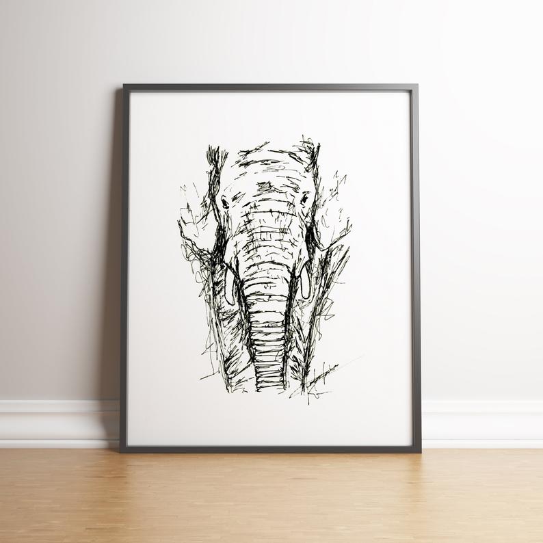 794x794 elephant elephants elephant art elephant pen drawing etsy - Elephant Pen Drawing