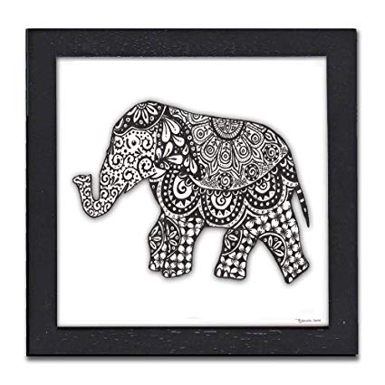 425x425 Elephant Pen Ink Wall Art - Elephant Pen Drawing
