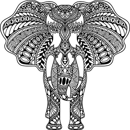 425x425 Pretty Tribal Pattern Elephant Pen Drawing Cartoon - Elephant Pen Drawing