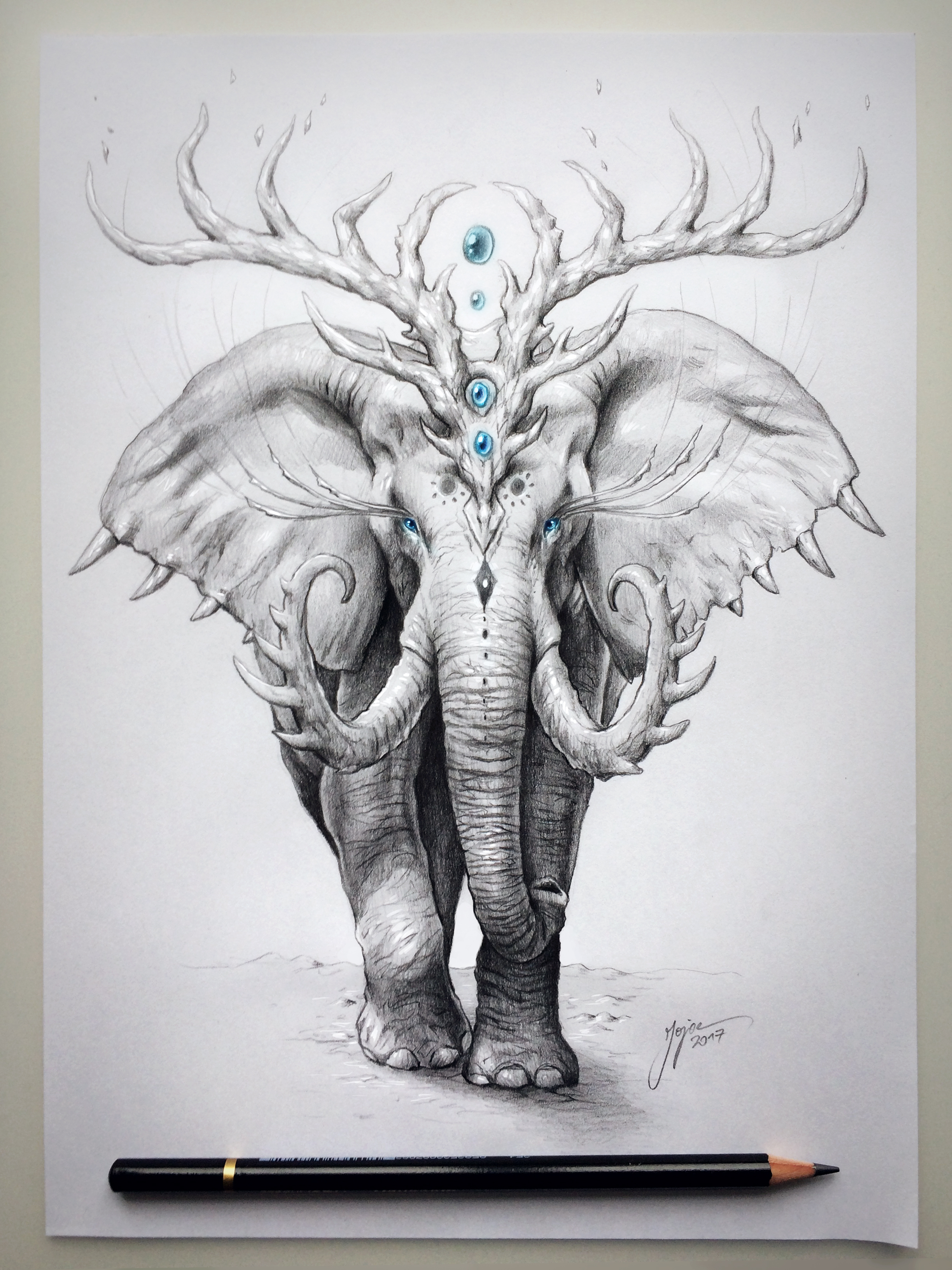 2448x3264 Elephant Soul, Pencil Drawing - Elephant Pencil Drawing
