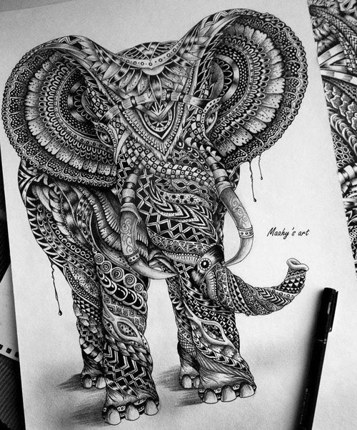 500x602 My Art Magazine Beautiful Artworks Elephant Pencil Drawing - Elephant Pencil Drawing