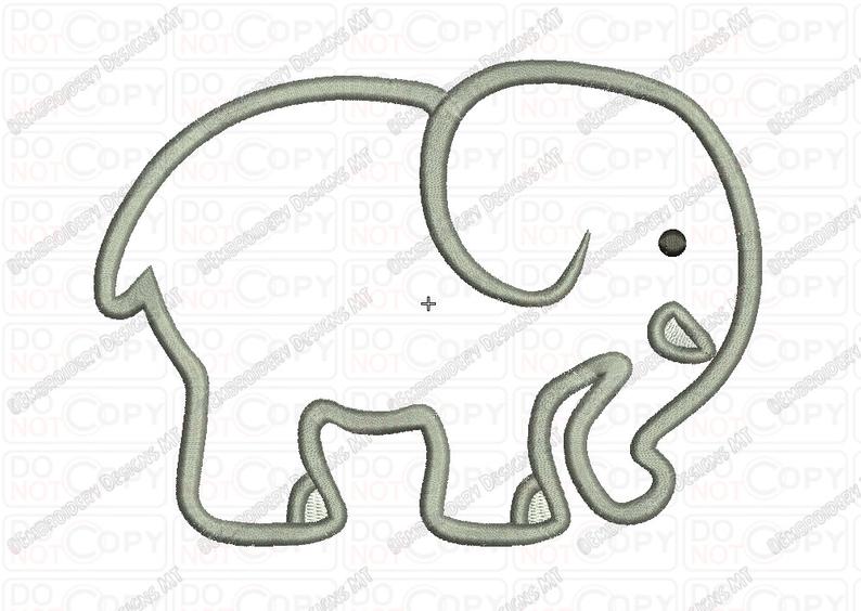 794x564 Elephant Profile Applique Embroidery Design In And Etsy - Elephant Profile Drawing
