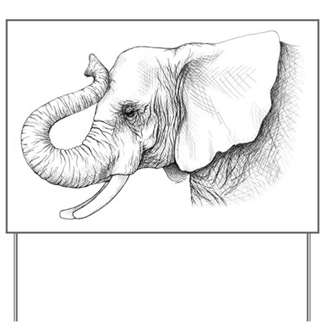 460x460 Elephant Yard Signs - Elephant Profile Drawing