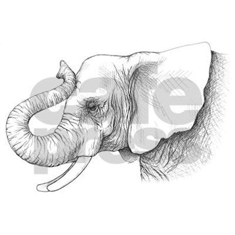 460x460 Elephant Profile Drawing Sticker - Elephant Profile Drawing