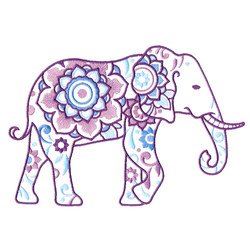 250x250 Floral Elephant Profile - Elephant Profile Drawing