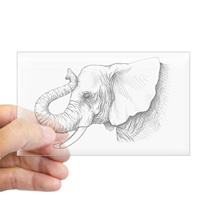 425x425 Cafepress Elephant Profile Drawing Rectangle Bumper - Elephant Profile Drawing