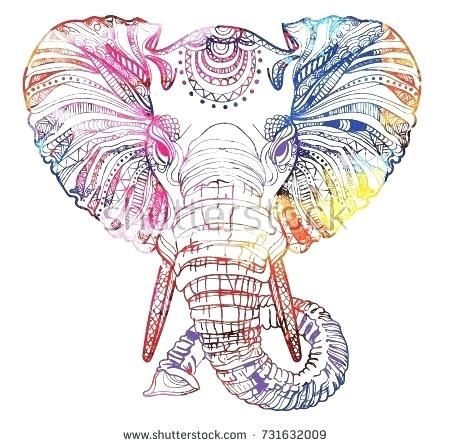 450x447 Elephant Head Drawing Stickers - Elephant Side View Drawing