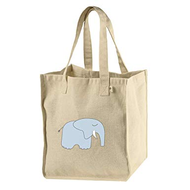 385x385 Elephant Simple Drawing Hempcotton Canvas Market Bag - Elephant Simple Drawing