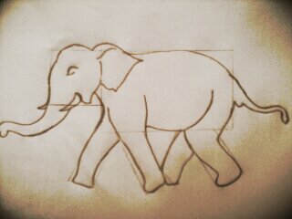 320x240 Art Of Sketches - Elephant Simple Drawing