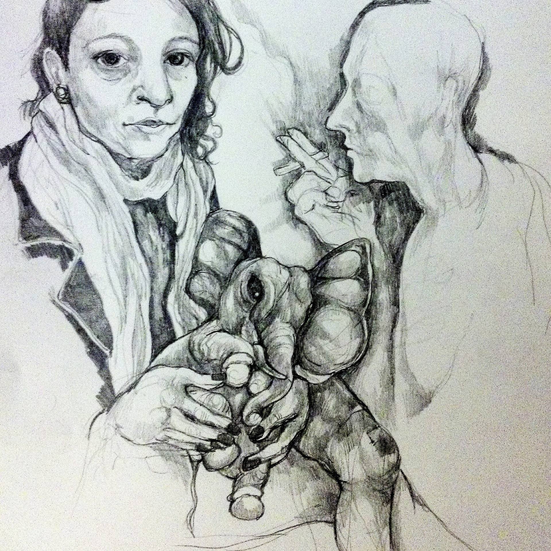 1920x1920 Sitting On A Park Bench With Silent Ghost And Baby Elephant - Elephant Sitting Drawing