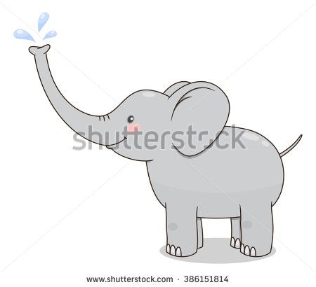 450x410 Cute Cartoon Baby Elephant Spraying Water From His Nose Vector - Elephant Spraying Water Drawing