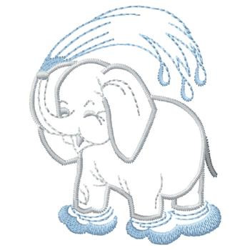 350x350 Elephant Spraying Water Embroidery Design Annthegran - Elephant Spraying Water Drawing