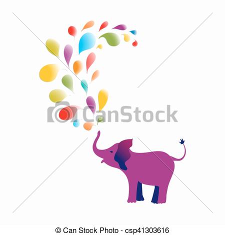 450x470 purple baby elephant baby elephant spraying colourful water drops - Elephant Spraying Water Drawing