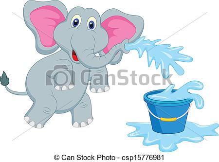450x333 Water Elephant Clipart - Elephant Spraying Water Drawing