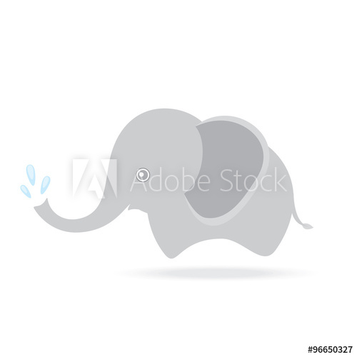 500x500 Cute Elephant Spraying Water, Cartoon Drawing Thailand - Elephant Spraying Water Drawing