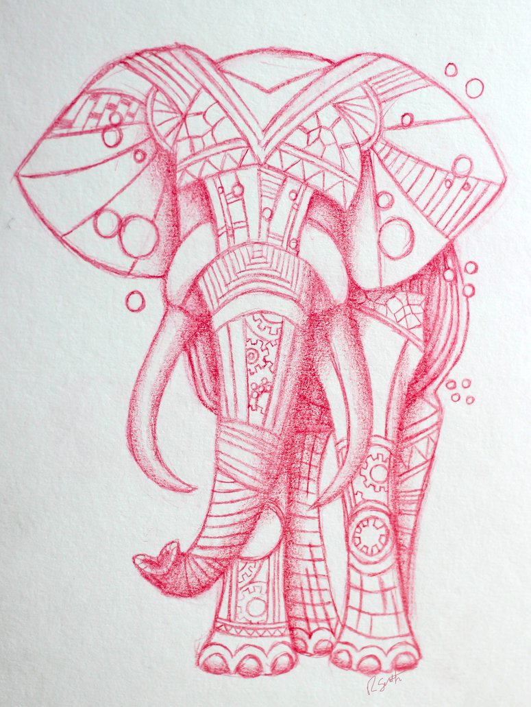 775x1031 Red Ink Elephant Tattoo Designs - Elephant Tattoo Drawing