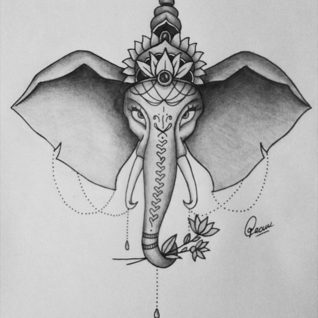 Elephant Tattoo Drawing at PaintingValley.com | Explore collection of ...
